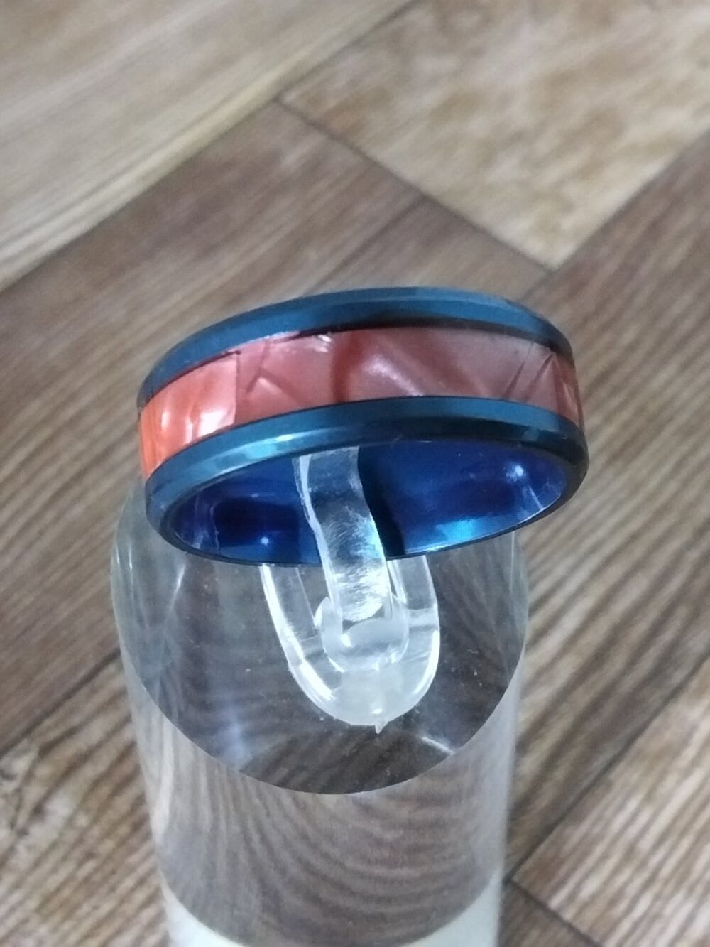 New Size 10, Orange Swirl - 8 mm Blue Stainless Steel Band
